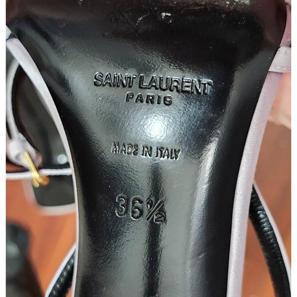 Saint Laurent Paris Satin Strappy Heels Light Lavender Black 36.5 EU - Picture 12 of 16